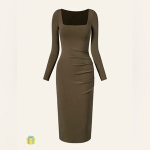 OGL Square Neck Shelf-Bra Midi Dress